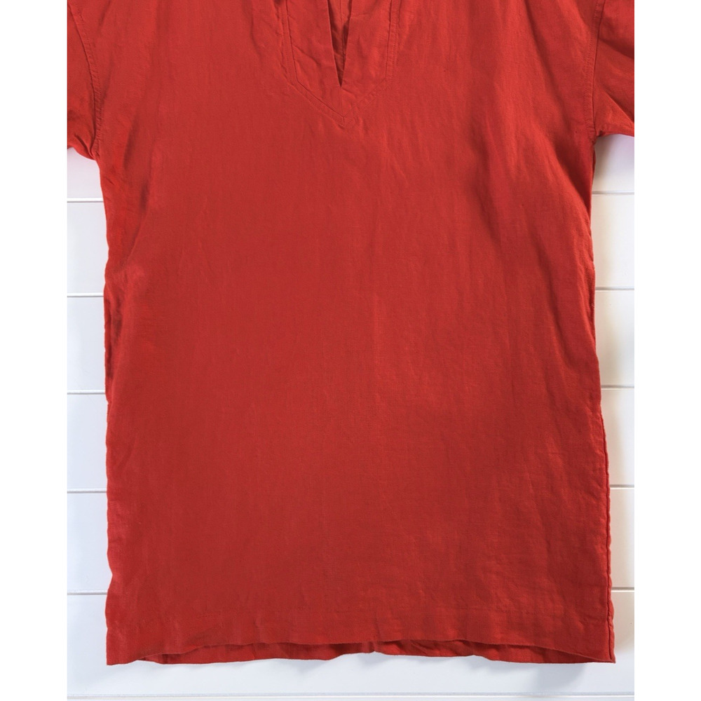 Banana Republic Colette Linen Dress Oversized Lined Red/Orange Puff Sleeve S - Picture 10 of 16